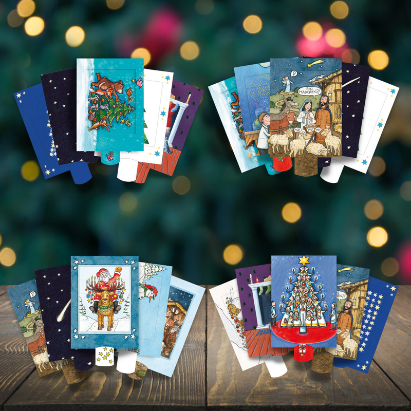 CURIOSI | 20er Set von unterschiedlichen Weihnachtskarten mit Lamellentechnik