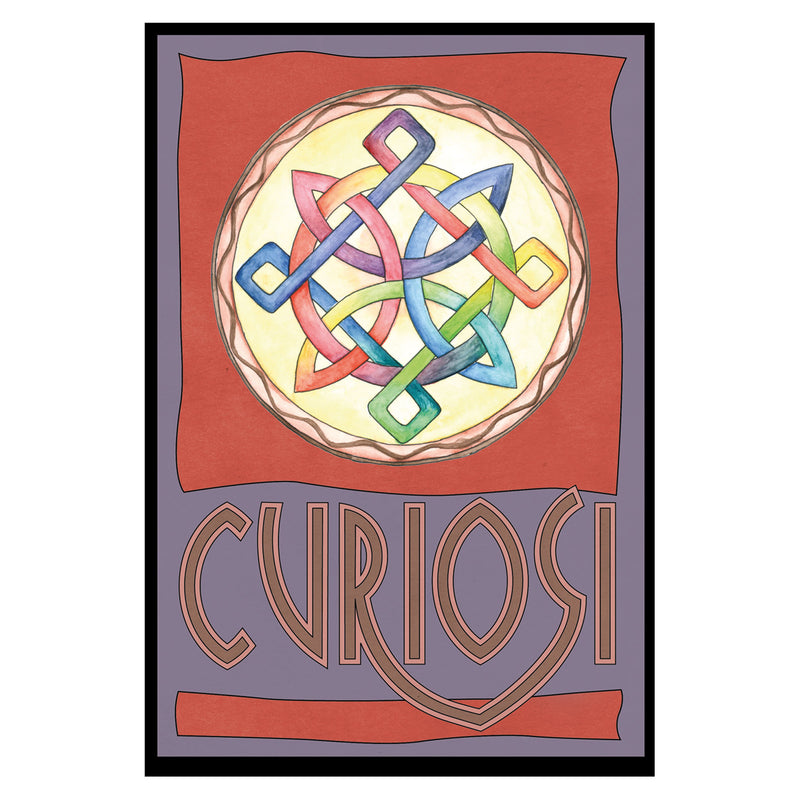 CURIOSI | Frontansicht der Produktverpackung des Puzzle Picoli "Knoten" mit verknoteten, bunten Linien als Motiv