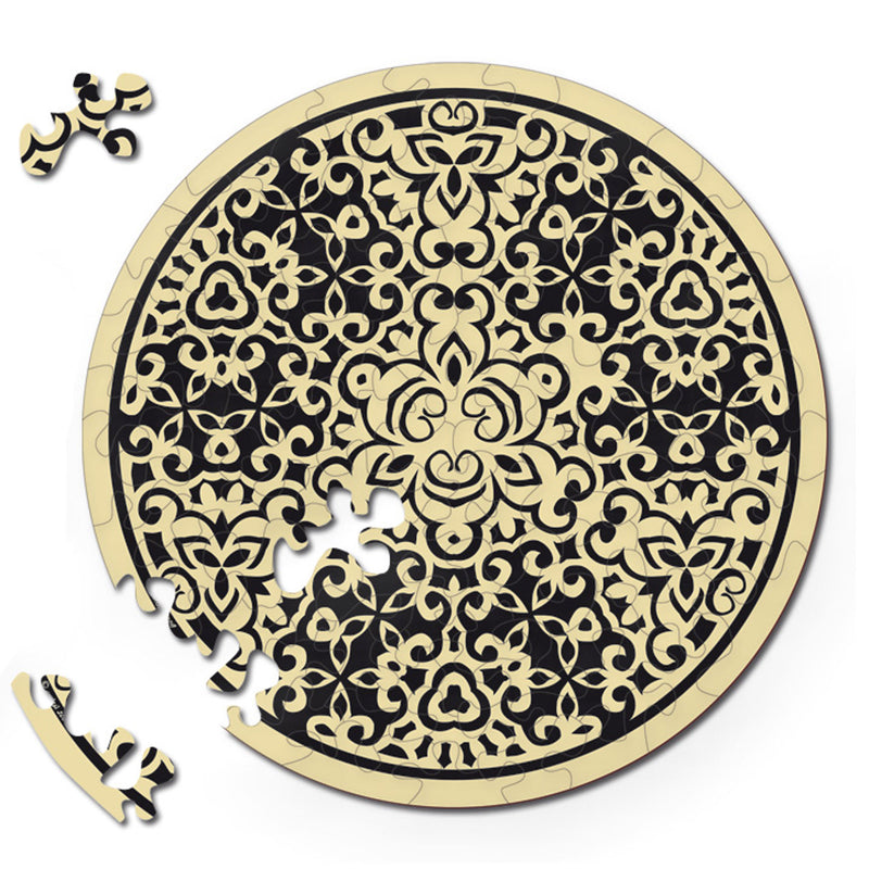 CURIOSI | Rückseite des Puzzle Double "Sand" mit schwarz-gelbem Motiv