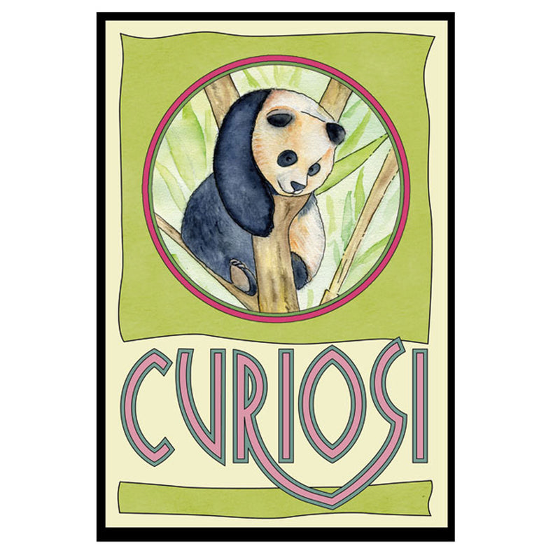 CURIOSI | Frontansicht der Produktverpackung des Puzzle Picoli "Panda" mit niedlichen Panda als Motiv