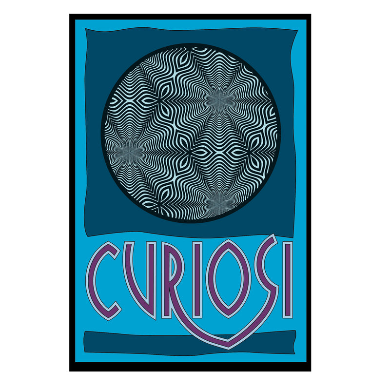 CURIOSI | Frontansicht der Produktverpackung des Puzzle Picoli "Flower" mit blau-schwarzem Design