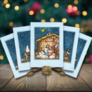 CURIOSI | 5er Set von der Weihnachtskarte "Krippe" mit Lamellentechnik