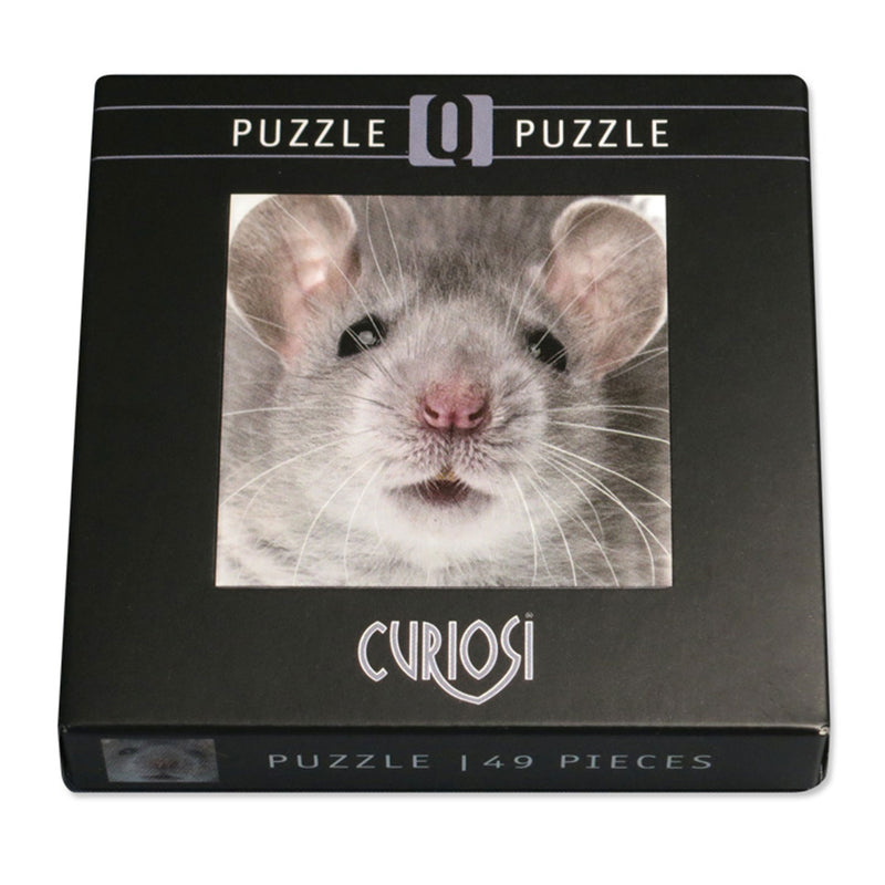 CURIOSI | Frontansicht der Produktverpackung des Puzzle Q "Animal 3" mit Maus als Motiv