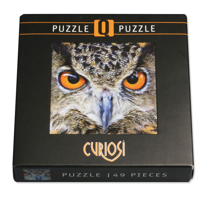CURIOSI | Frontansicht der Produktverpackung des Puzzle Q "Animal" mit Eulenmotiv