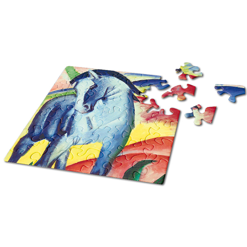 CURIOSI | fast fertiges Puzzle Q "Art 4" mit außergewöhnlichen Puzzleteilen und dem Motiv "Blaues Pferd" von Franz Marc