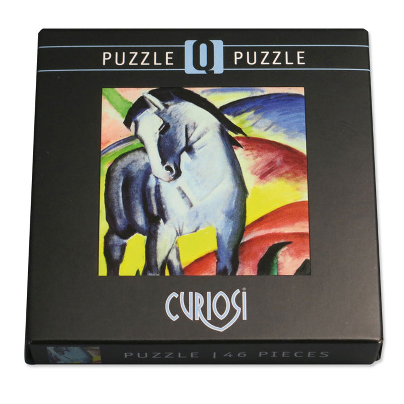 CURIOSI | Frontansicht der Produktverpackung des Puzzles Q "Art 4" mit dem Motiv "Blaues Pferd" von Franz Marc
