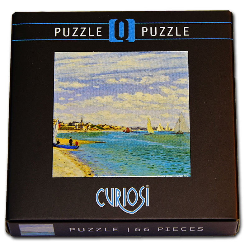 CURIOSI | Frontansicht der Produktverpackung des Puzzle Q "Art 5" mit dem Motiv "Regatta at Sainte-Adresse" von Claude Monet