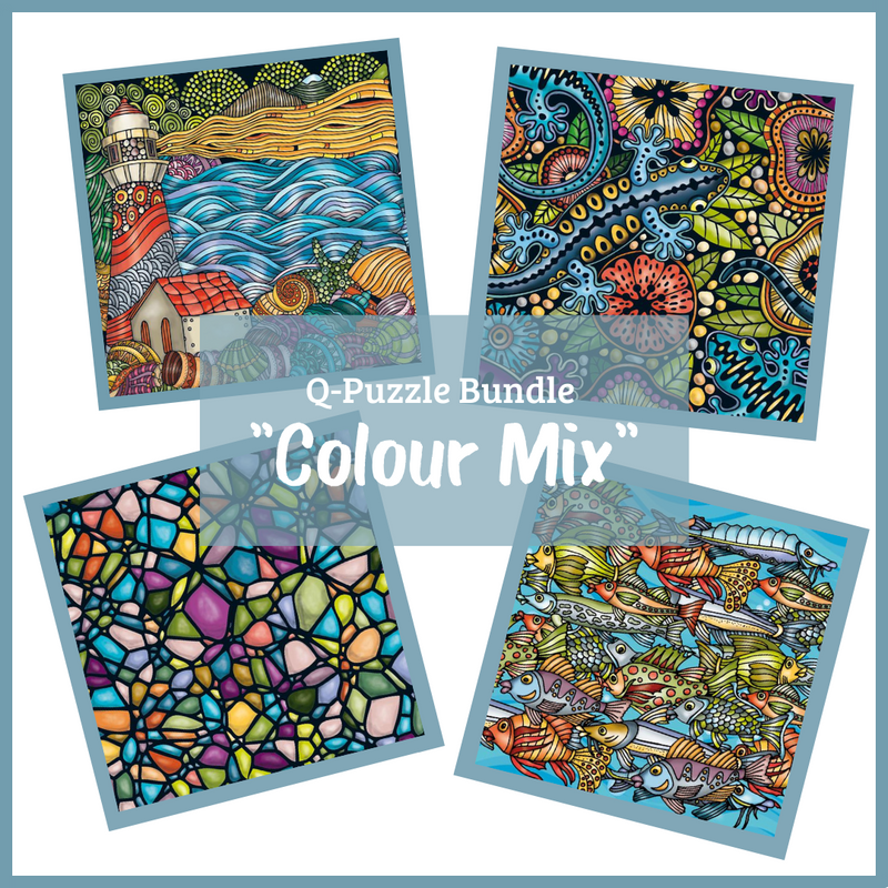 CURIOSI | vier Puzzles der Color-Mix Reihe mit bunten, maritimen Motiven