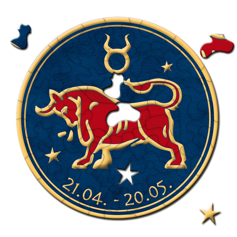 CURIOSI | Sternzeichen Puzzle Stella "Stier" mit entsprechendem Datum und Golddetails