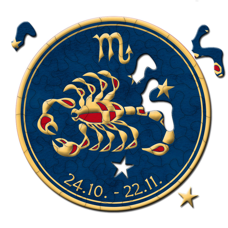 CURIOSI | Sternzeichen Puzzle Stella "Skorpion" mit entsprechendem Datum und eleganten Golddetails