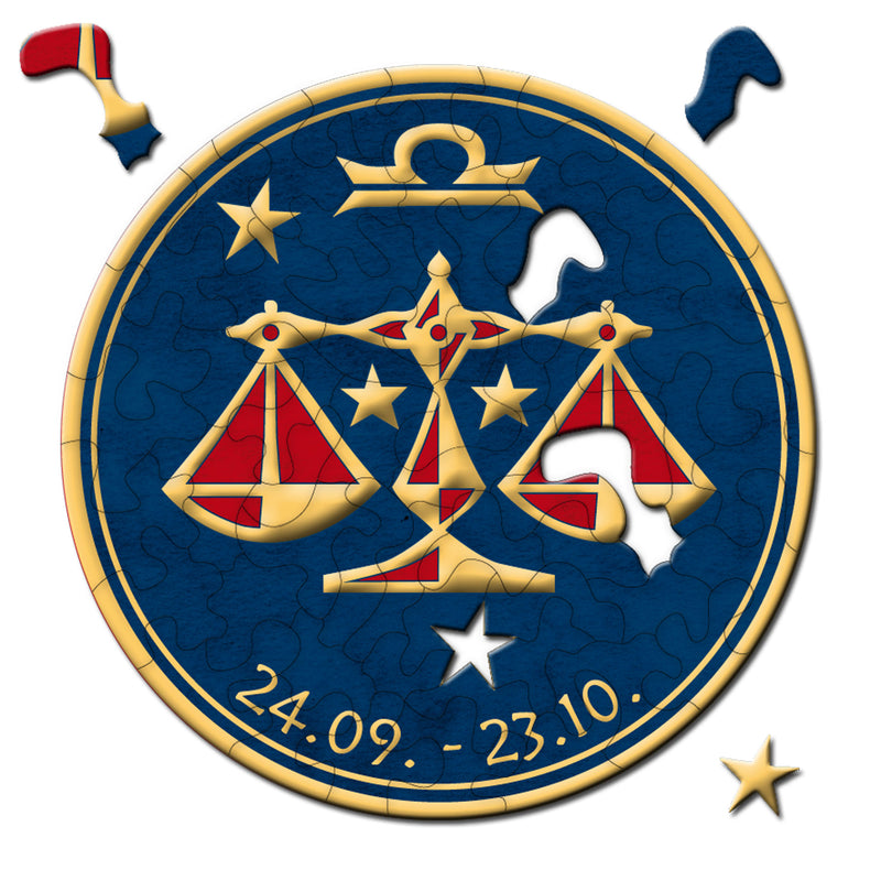 CURIOSI | Sternzeichen Puzzle Stella "Waage" mit entsprechendem Datum und hochwertigen Golddetails