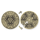 CURIOSI | Vorder- und Rückseite des Puzzle Double "Sand" mit gelb-schwarzem Motiv