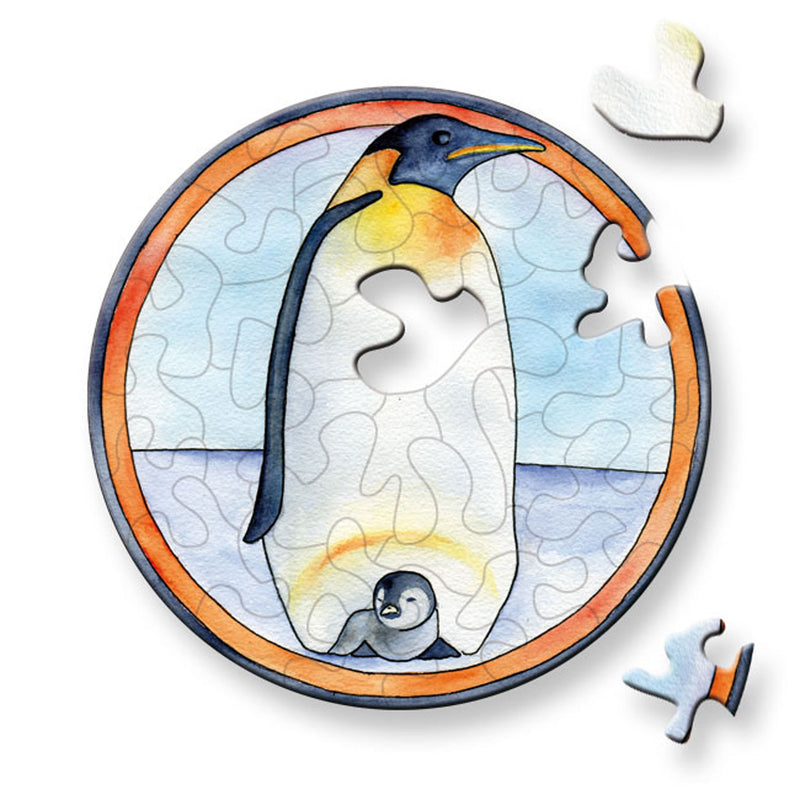 CURIOSI | Rundes Puzzle Picoli "Pinguin" mit Pinguin und Babypinguin