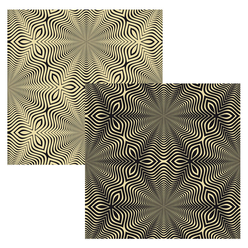 CURIOSI | Front- und Rückseite des Puzzle Double "Q-Flower" mit gold-schwarzen Motiven