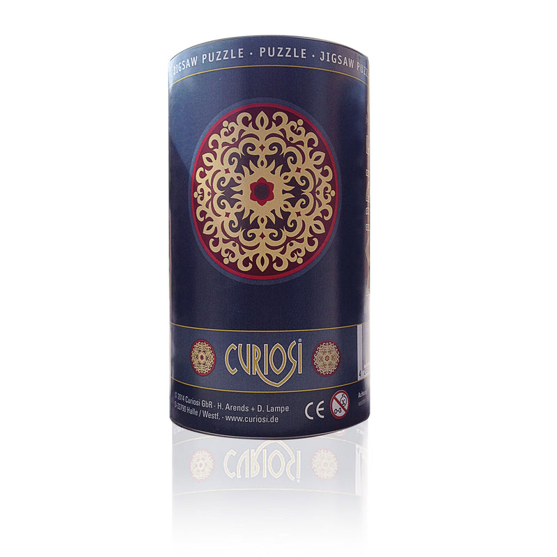 CURIOSI | Blechdose als Produktverpackung des Puzzle Double "Rose" mit orientalischem Motiv