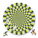 CURIOSI | Rückseite des Puzzle Double "Swing" mit optischer Täsuchung in gelb-grünen Tönen