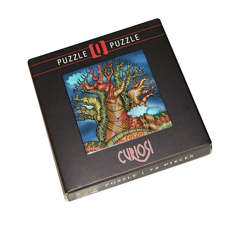 CURIOSI | Frontansicht der Produktverpackung des Puzzle Q "Life 1" mit abstraktem Baummotiv