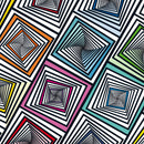 CURIOSI | schwarz-weißes Motiv des Puzzle Q "POP 4" mit quadratähnlichen Mustern, optischer Täuschung und bunten Akzenten