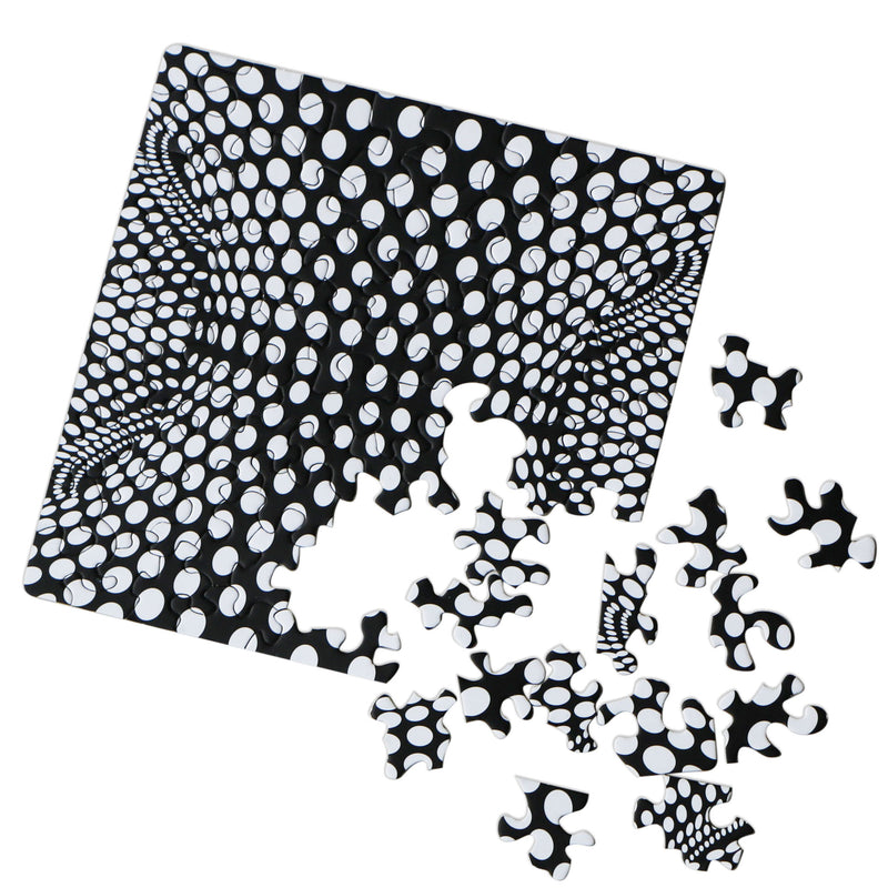 CURIOSI | halbfertiges Puzzle Q "Shimmer 3" mit schwarz-weißem Motiv, optischer Täuschung und außergewöhnlichen Puzzleteilen