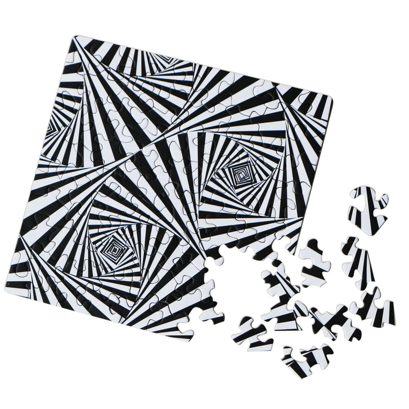 CURIOSI | halbfertiges Puzzle Q "Shimmer 5" mit schwarz-weißem Motiv, optischer Täuschung und außergewöhnlichen Puzzleteilen