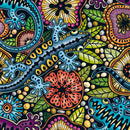 CURIOSI |Draufsicht des Puzzles Q "Color Mix 3" mit leuchtend Salamander und tropischem Hintergrund als Motiv