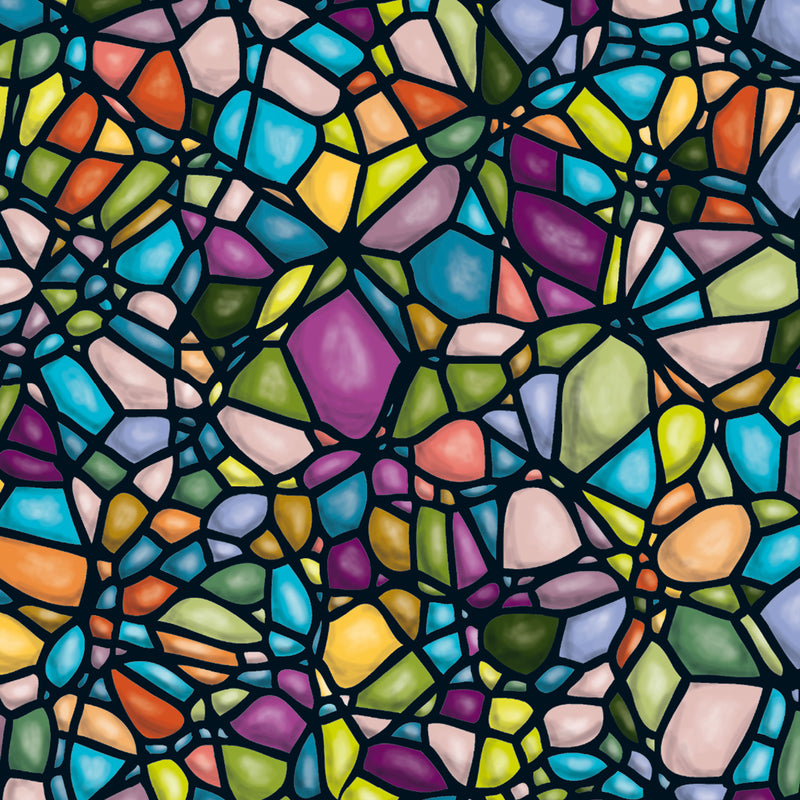 CURIOSI |Draufsicht des Puzzles Q "Color Mix 4" mit einem schönen Mandala ähnlichen bunt gestalteten Motiv